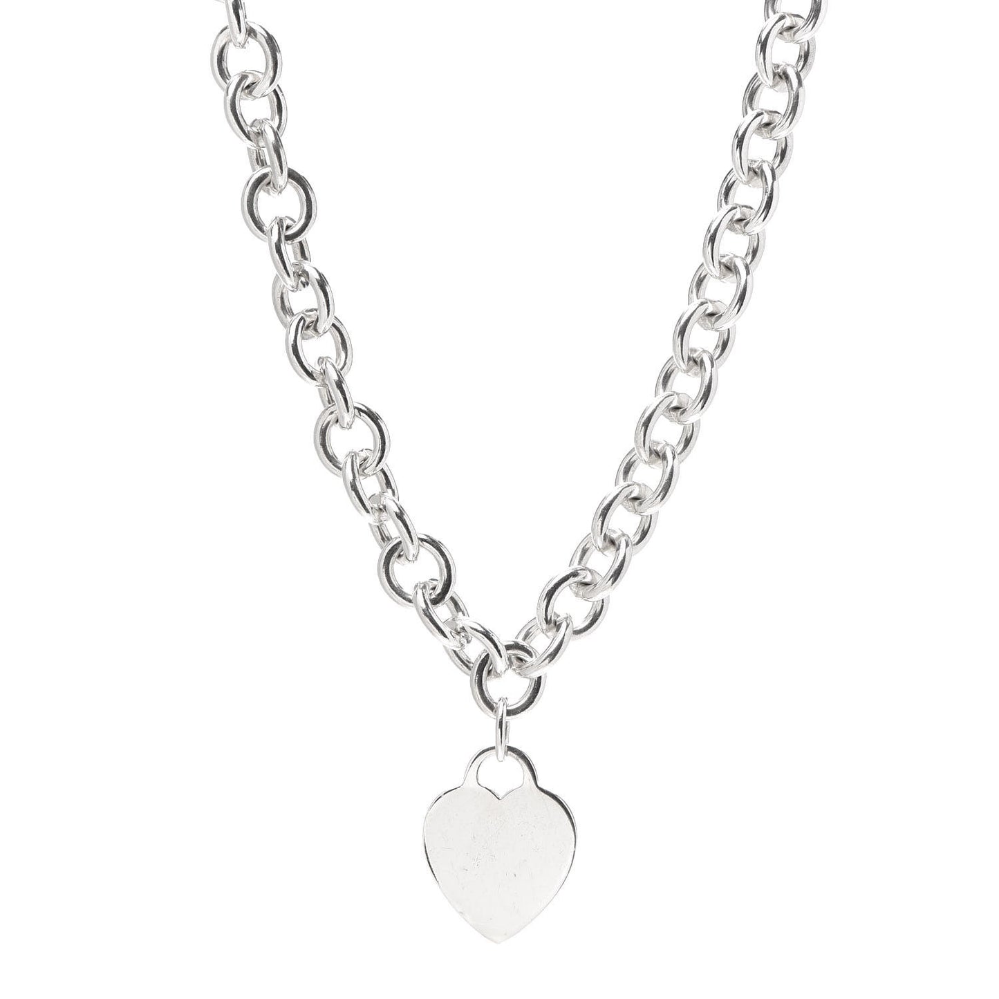 Sterling Silver Heart Tag Necklace