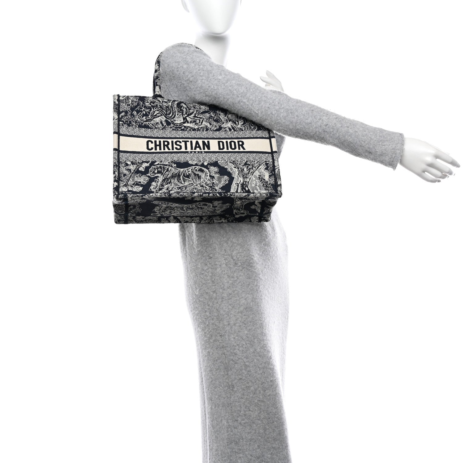 Christian Dior Canvas Embroidered Medium Toile De Jouy Reverse Book Tote Blue 2 of 11