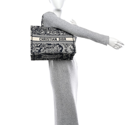 Christian Dior Canvas Embroidered Medium Toile De Jouy Reverse Book Tote Blue 2 of 11