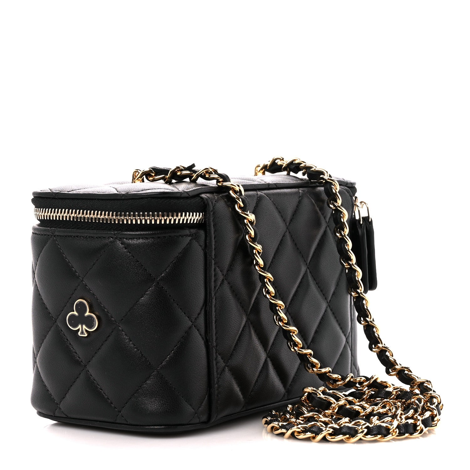 Chanel Caviar Quilted Enamel Coco Casino Small Vanity Case With Chain Black 3 of 12