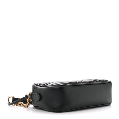 Gucci Calfskin Matelasse Small GG Marmont Chain Shoulder Bag Black 4 of 10