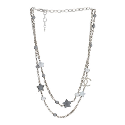 Chanel Resin Pearl Star CC Necklace Grey Silver 3 of 4