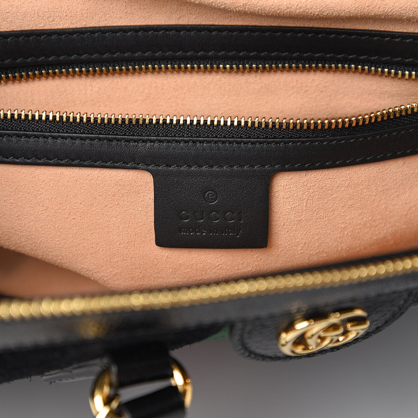 Suede Patent GG Web Medium Ophidia Tote Bag Black