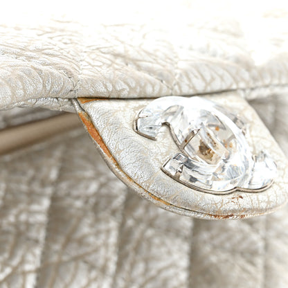 Chanel Calfskin Mirror CC Crackled Flap Silver 11 of 16