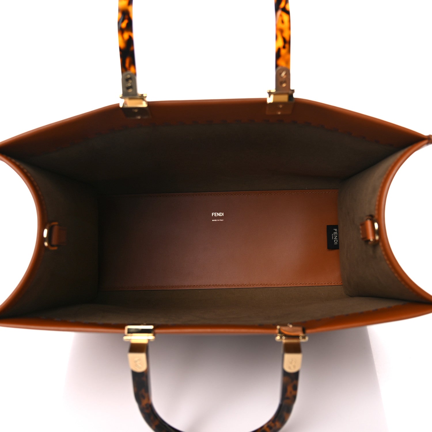 Fendi Vitello King Plexiglass Medium Fendi Sunshine Shopper Tote Cuoio 5 of 12