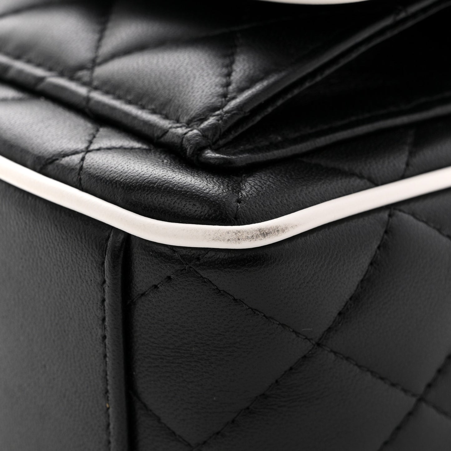 Lambskin Quilted Mini Backpack Black White