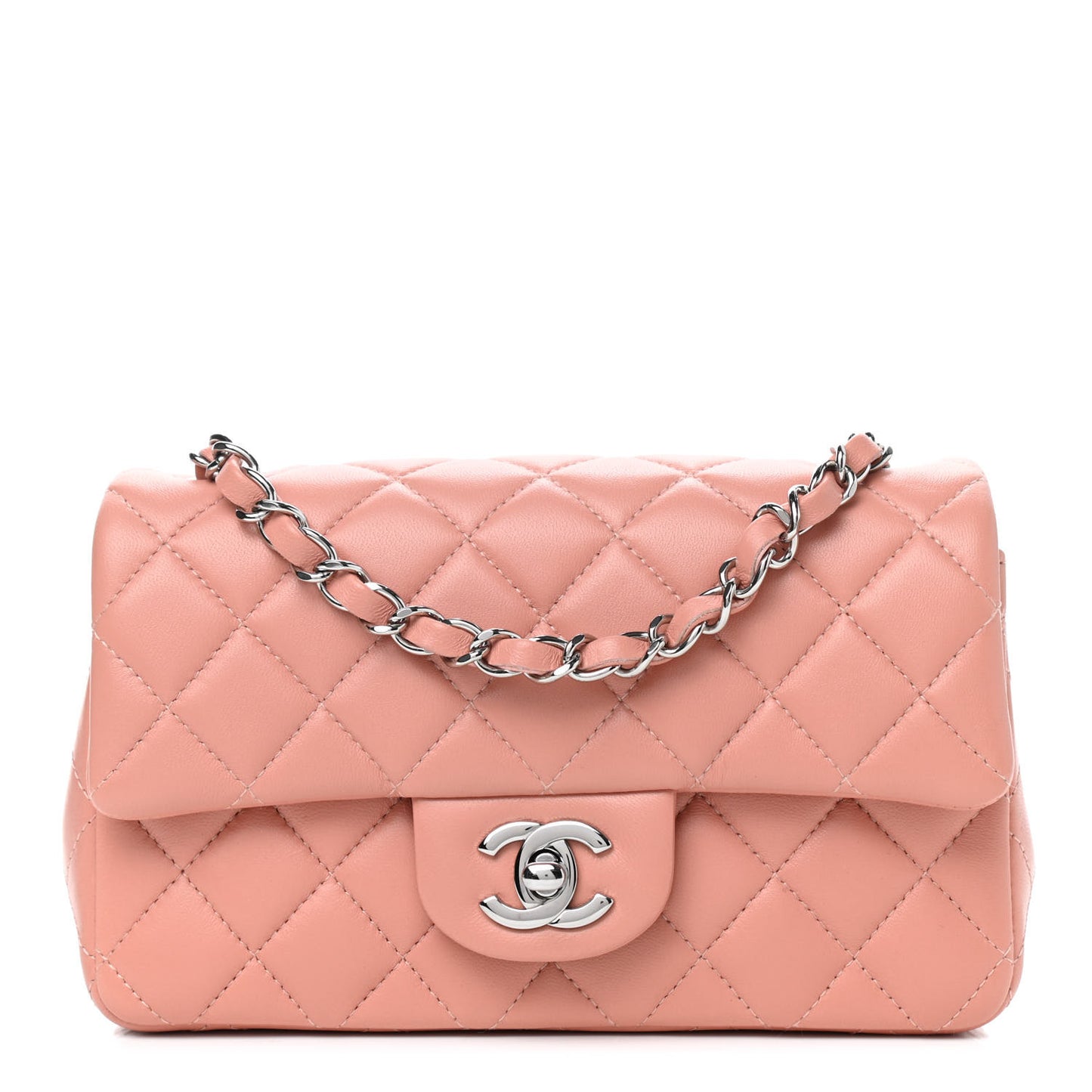 Lambskin Quilted Mini Rectangular Flap Pink