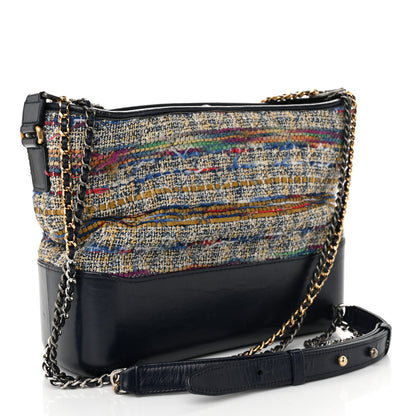 Chanel Tweed Calfskin Quilted Medium Gabrielle Hobo Navy 3 of 13