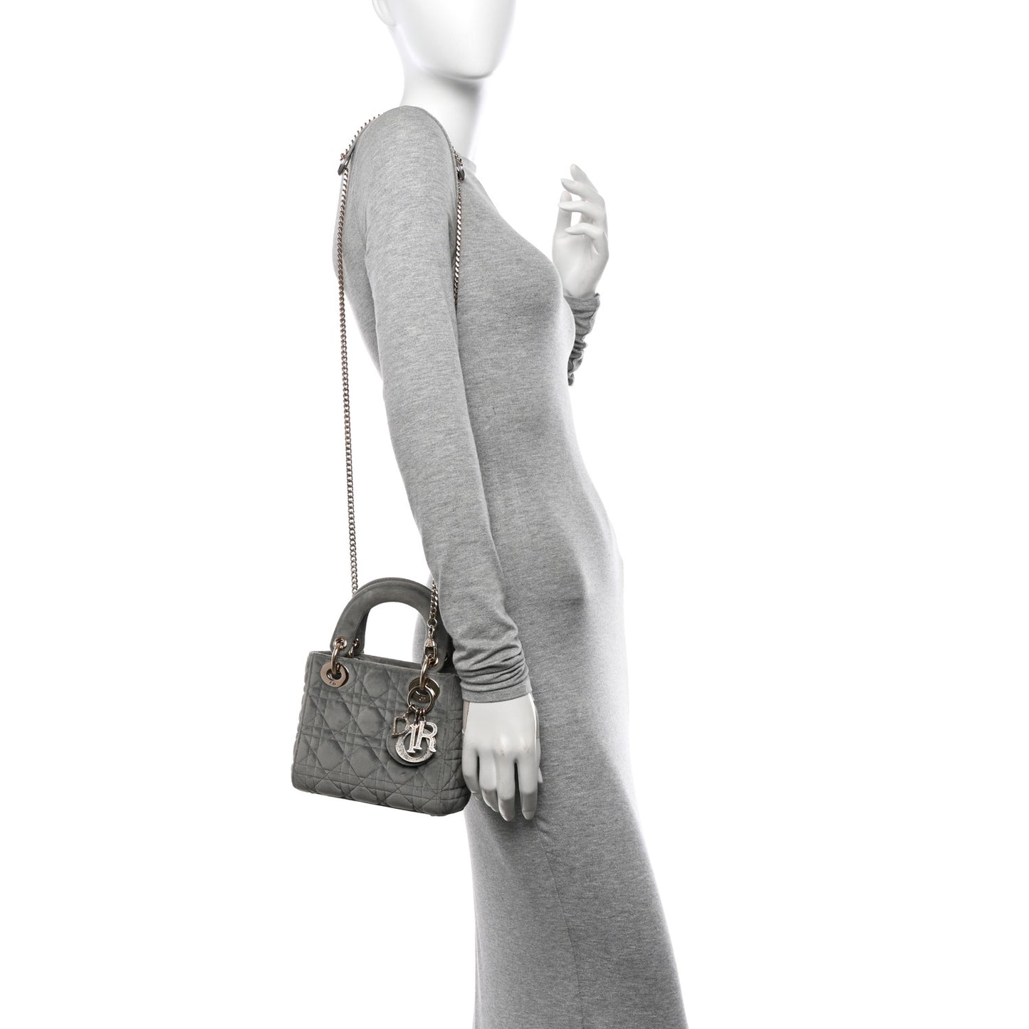 Velvet Mini Lady Dior Gray
