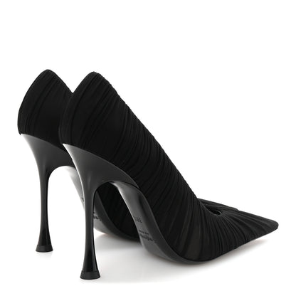 Saint Laurent Ruched Jersey Doville 110 Pump 38.5 Black Innocent Nude 5 of 10
