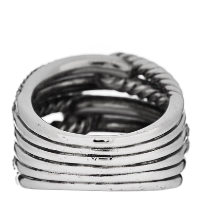 David Yurman Sterling Silver Diamond 19mm Labyrinth Triple Loop Ring 57 8 3 of 4