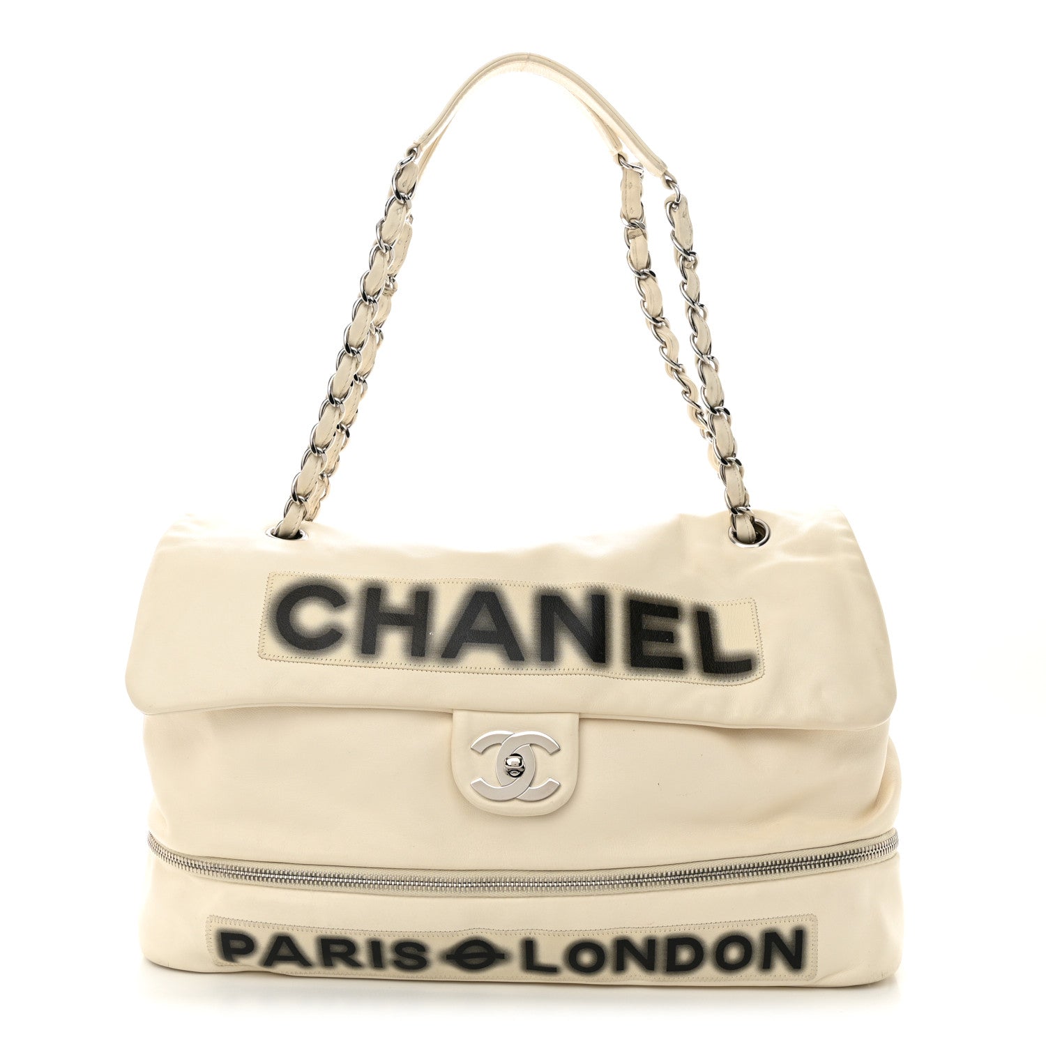 Chanel Calfskin Large Expandable Paris London Flap Bag White 1 of 14