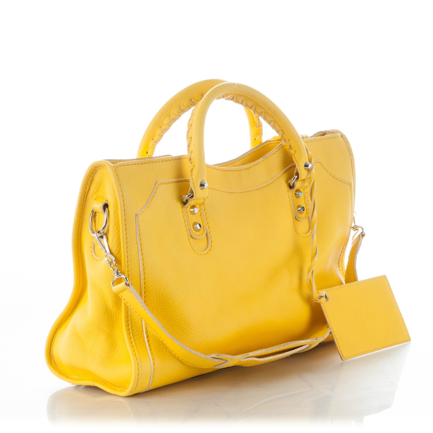 Supple Grained Calfskin Classic Silver Hardware Highlight City Jaune Soleil