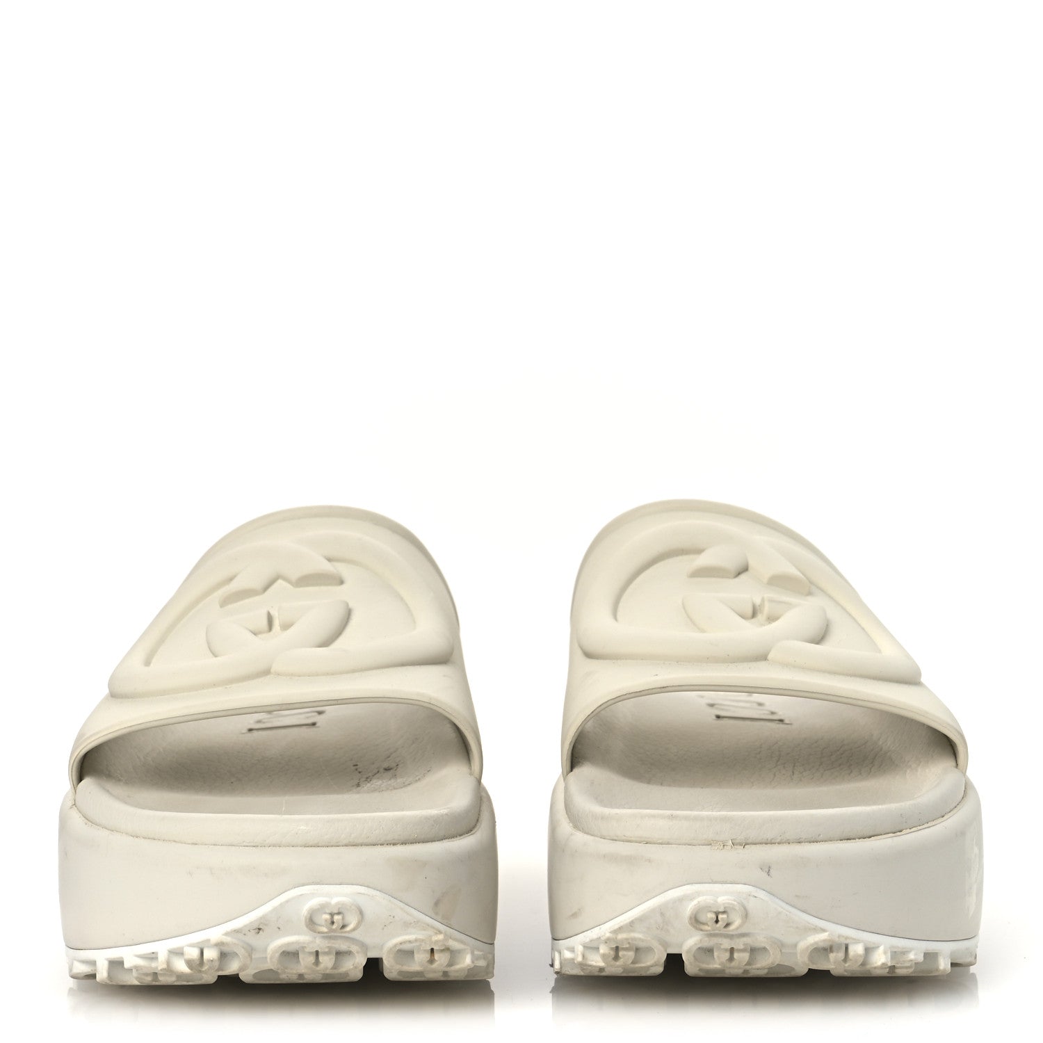 Gucci Soft Rubber Womens Interlocking G Platform 42mm Slide Sandals 40 Off White 3 of 17