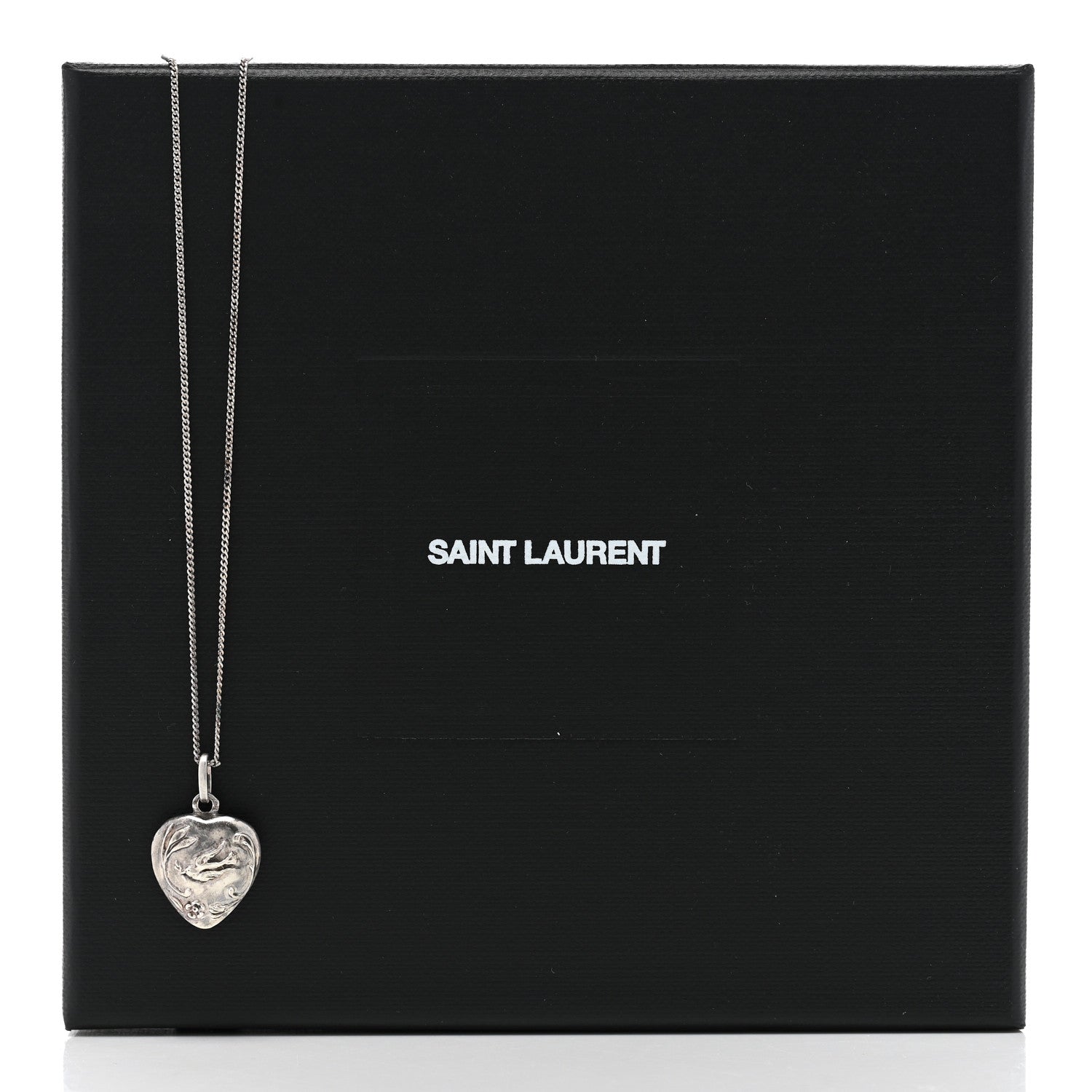 Saint Laurent Metal Heart Necklace Silver 7 of 7