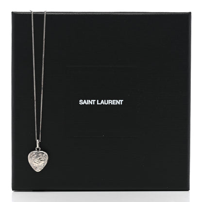 Saint Laurent Metal Heart Necklace Silver 7 of 7