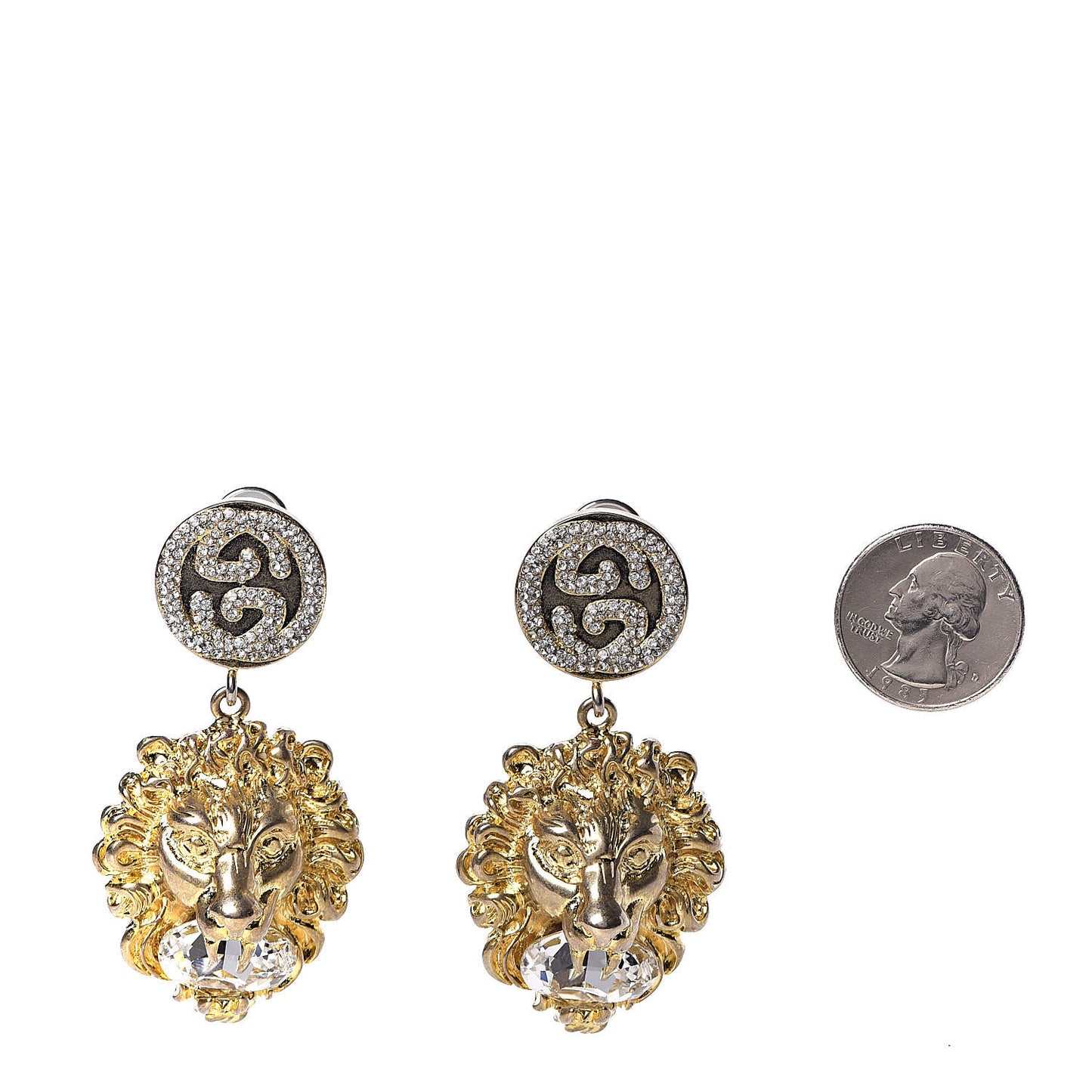 Interlocking GG Lionhead Clip On Earrings Gold