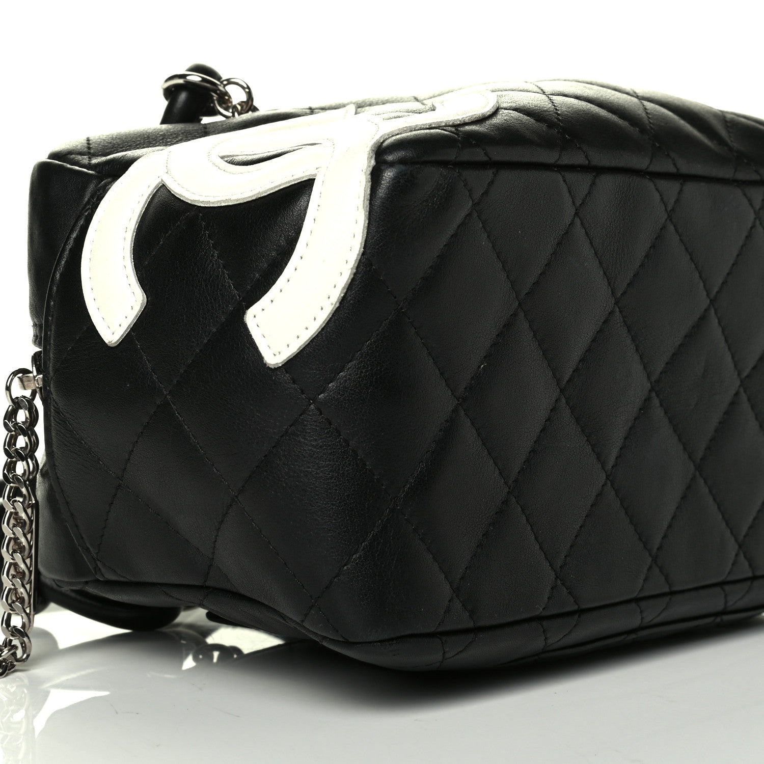 Chanel Calfskin Quilted Cambon Pochette Black White 5 of 7