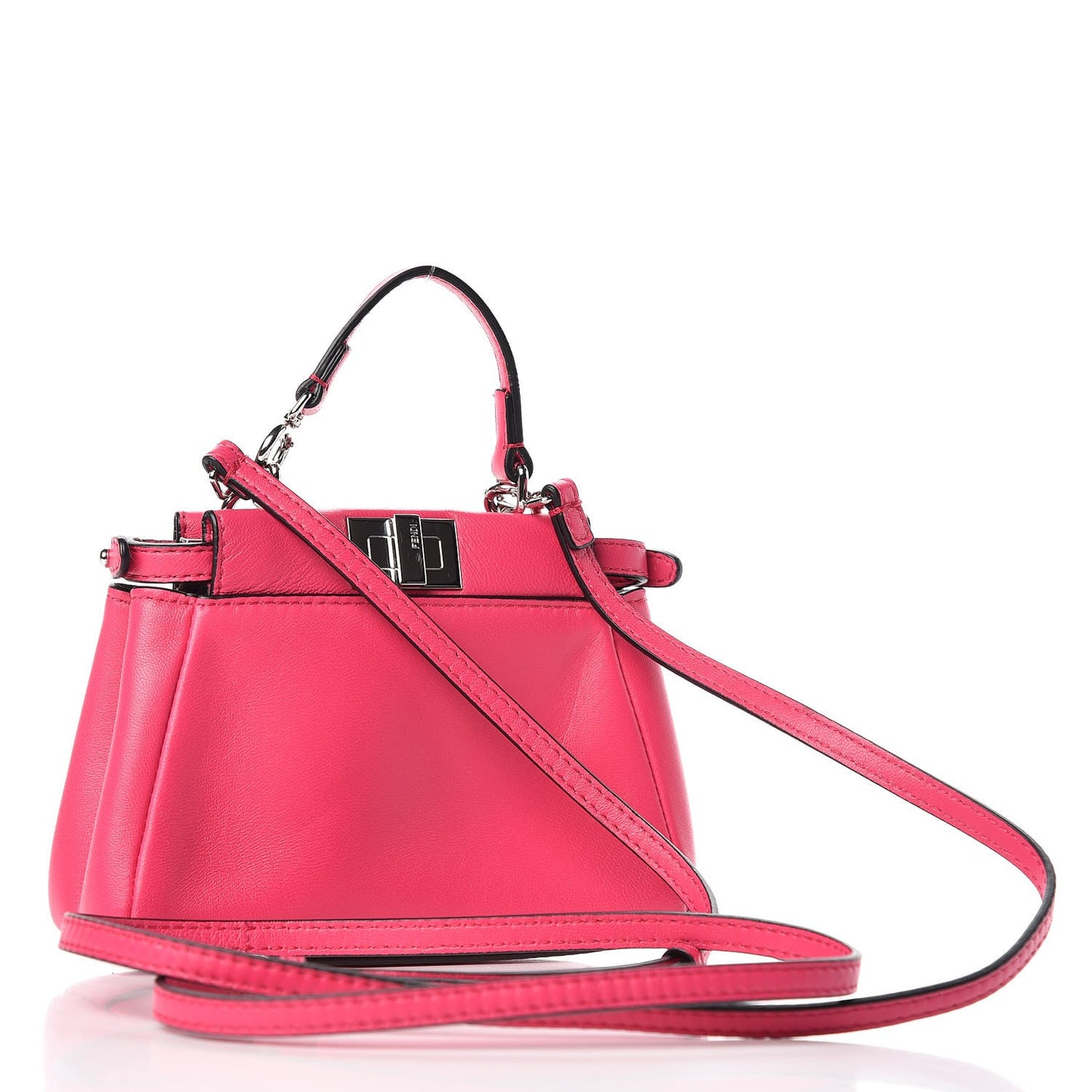 Shiny Nappa Micro Peekaboo Iconic Satchel Fuxia