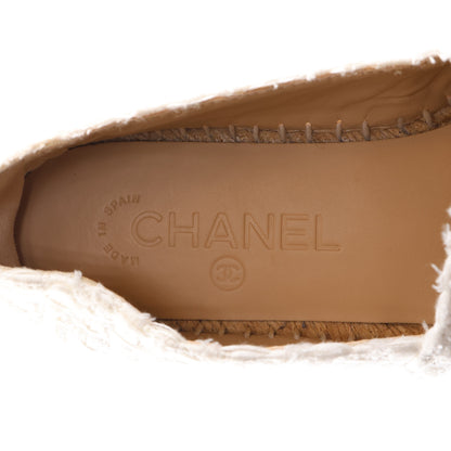 Chanel Tweed Grosgrain CC Espadrilles 36 White Beige 9 of 10