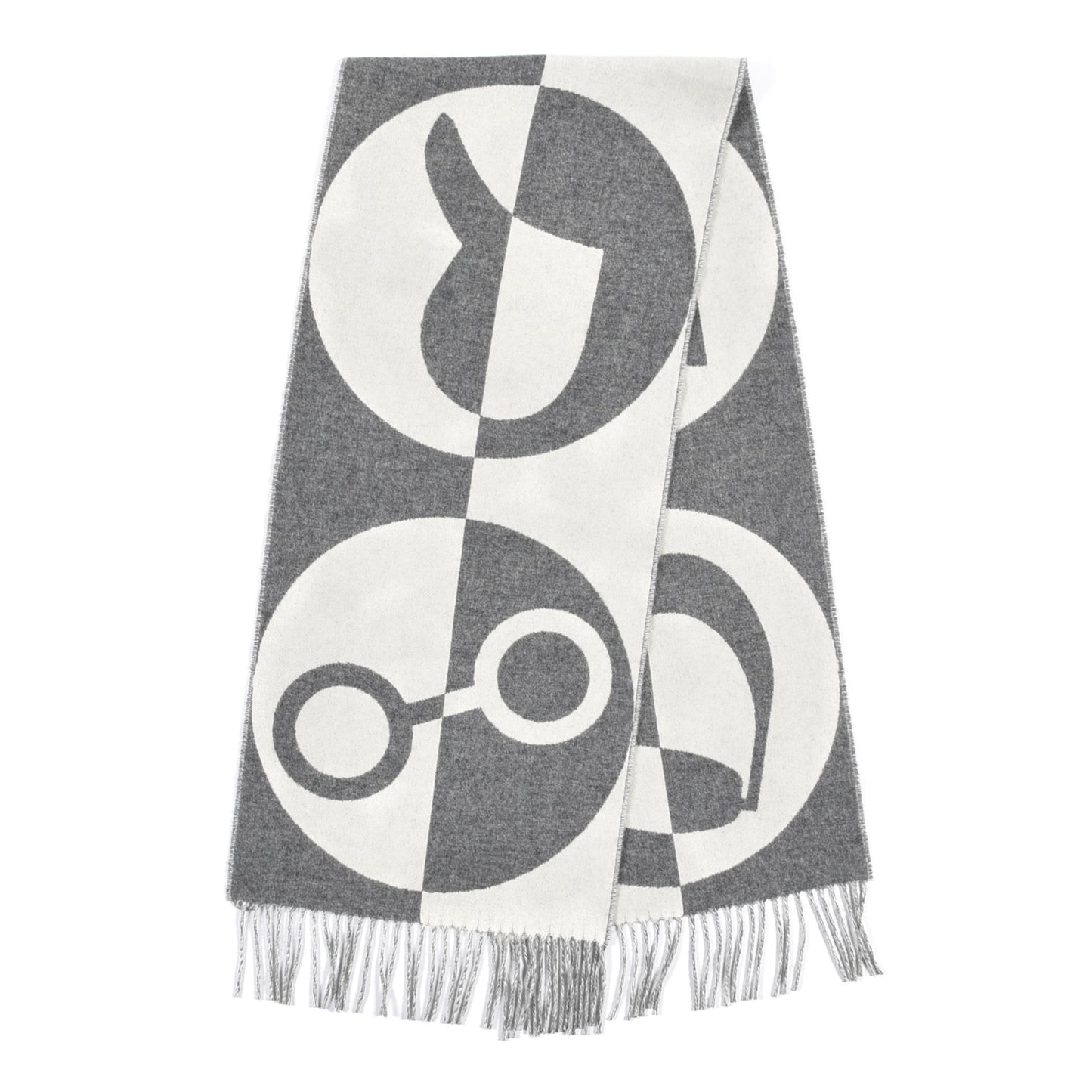 Cashmere Casaque Charms Muffler Gris Flanelle Ivoire