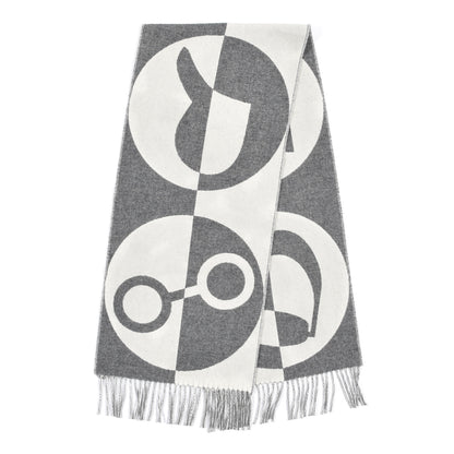 Hermes Cashmere Casaque Charms Muffler Gris Flanelle Ivoire 2 of 4