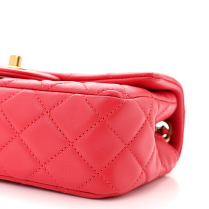 Chanel Lambskin Quilted Mini Rectangular Pearl Crush Flap Red 10 of 11