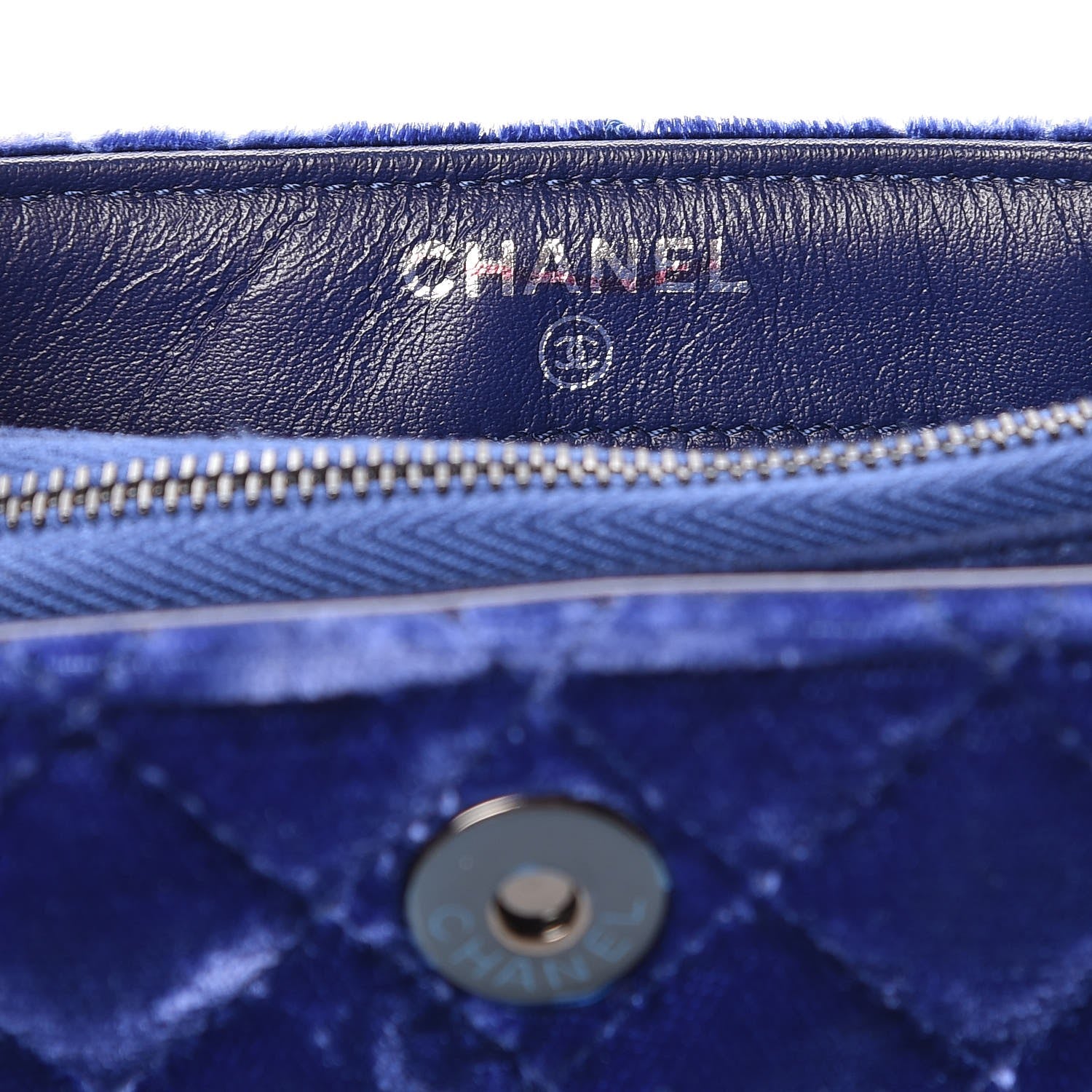 Chanel Velvet Quilted Mini Phone Holder Crossbody Bag Blue 6 of 8
