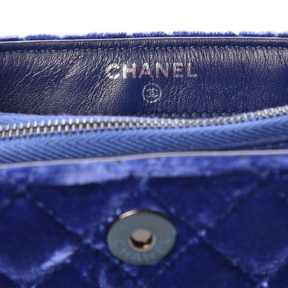 Chanel Velvet Quilted Mini Phone Holder Crossbody Bag Blue 6 of 8