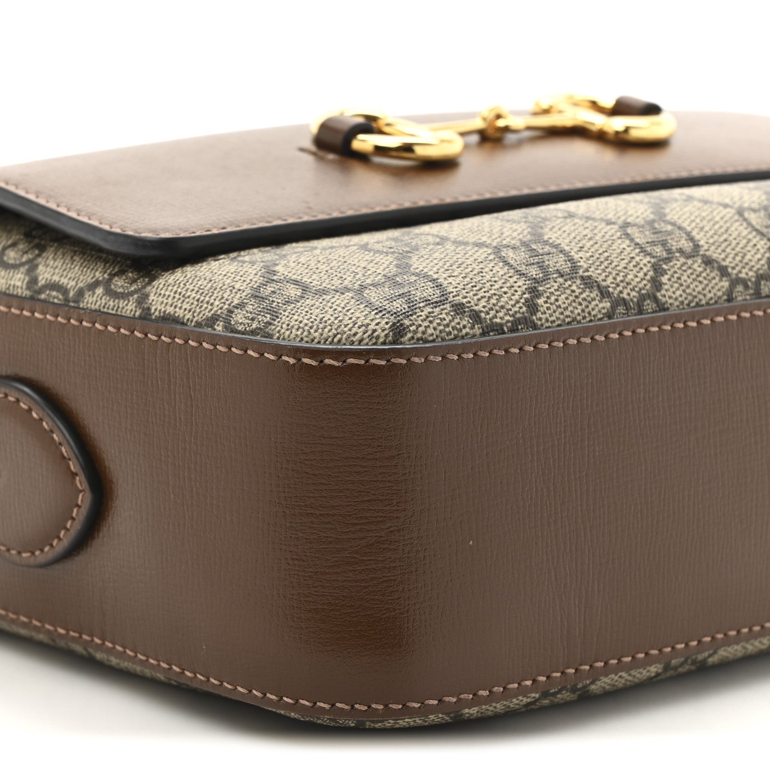 Gucci GG Supreme Monogram Small Horsebit 1955 Shoulder Bag Beige Brown Sugar 10 of 11