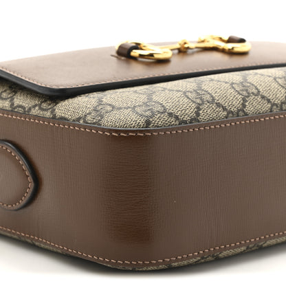Gucci GG Supreme Monogram Small Horsebit 1955 Shoulder Bag Beige Brown Sugar 10 of 11