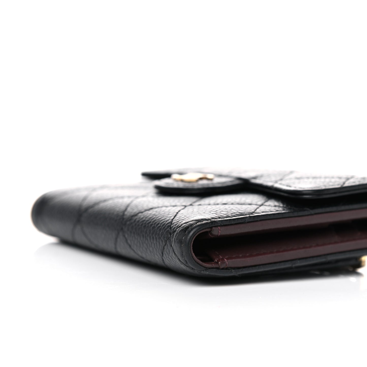 Caviar Quilted Compact Flap Wallet Black