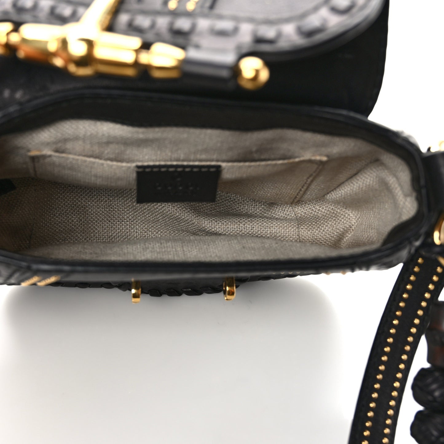 Calfskin Small Snaffle Bit Shoulder Bag Black