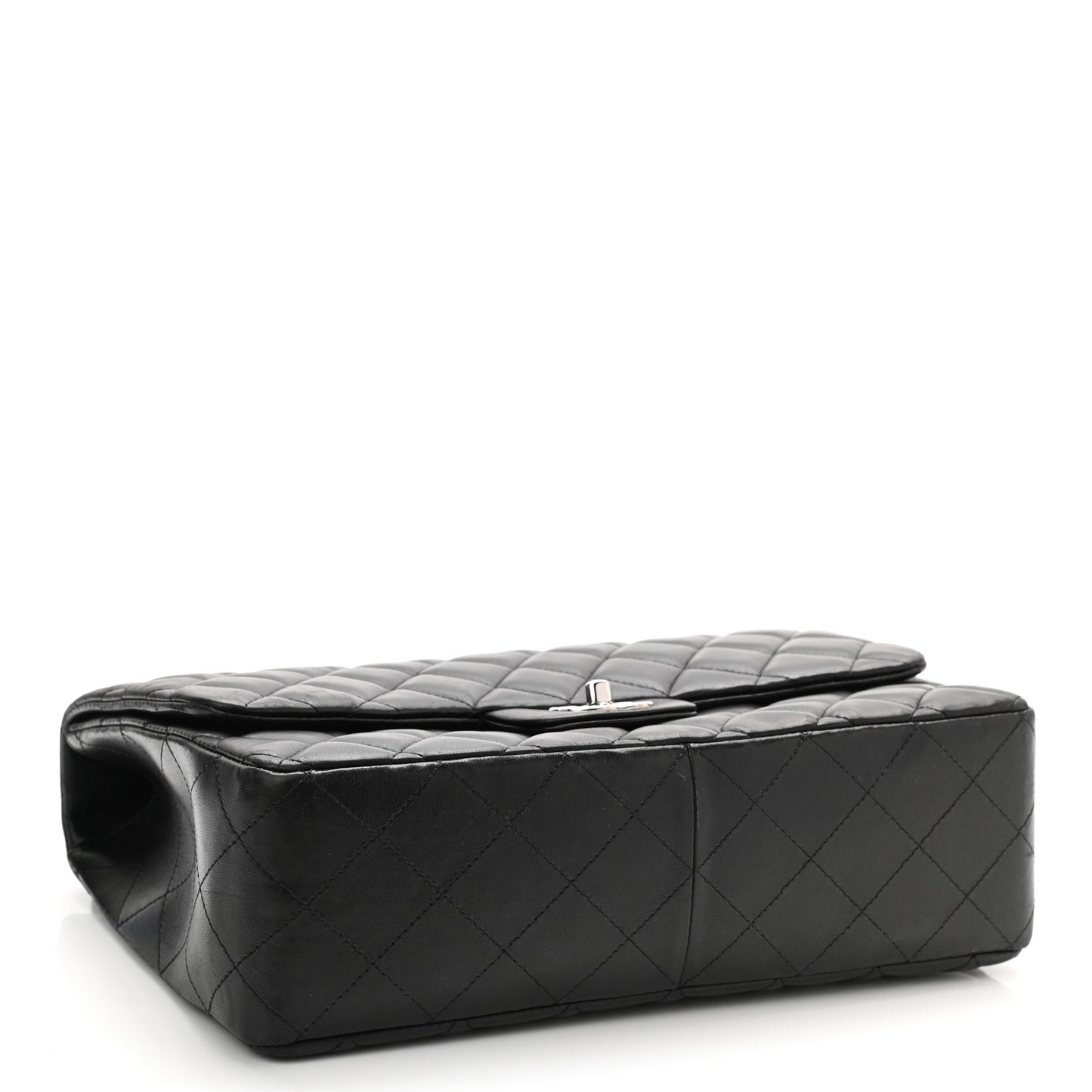 Lambskin Quilted Jumbo Single Flap Black