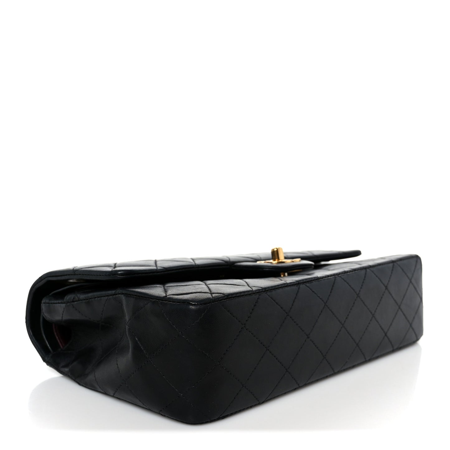 Lambskin Quilted Medium Double Flap Black