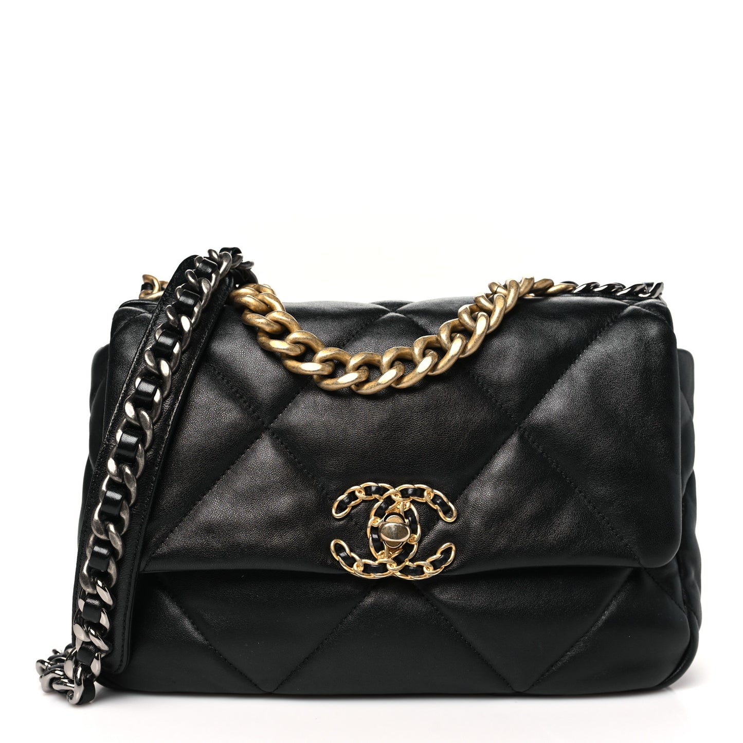 Goatskin Quilted Medium Chanel 19 Flap Black