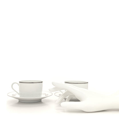 Hermes Porcelain Platinum Chaine d'Ancre Tea Cup and Saucer Set of 2 2 of 11