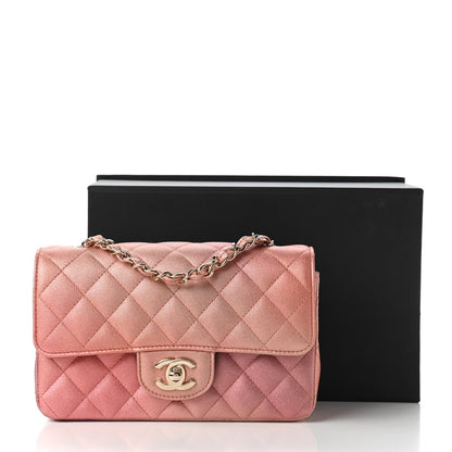 Chanel Metallic Lambskin Quilted Ombre Mini Rectangular Flap Pink 11 of 11