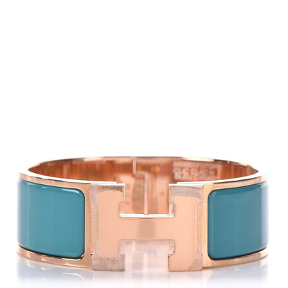 Hermes Enamel Wide Clic Clac H Bracelet PM Bleu Canard 1 of 4
