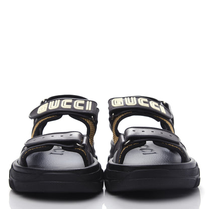 Gucci X SEGA Nappa Mesh Mens Aguru Sandals 8 Loess Black 2 of 11