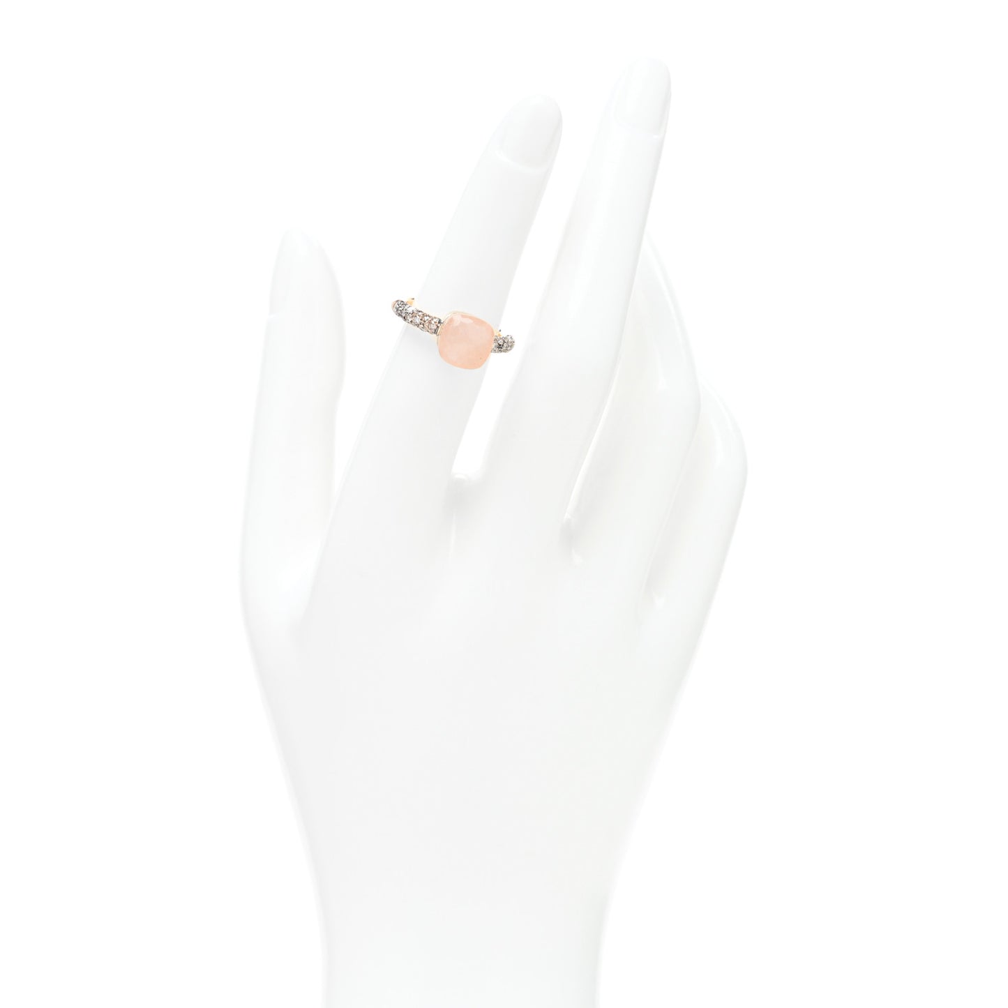 18K Rose Gold Diamond Moonstone Petit Nudo Ring 53 6.25