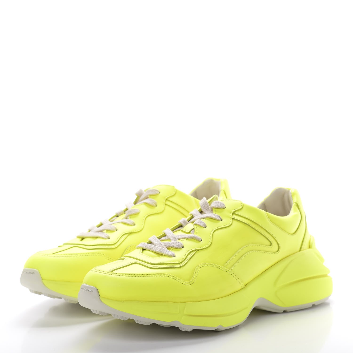 Gucci Calfskin Mens Rhyton Sneakers 8.5 Yellow Fluo 3 of 9
