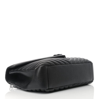Saint Laurent Sheepskin Matelasse Chevron Monogram Monochrome Large College Satchel Black 4 of 10