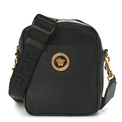 Versace Grained Calfskin Small Medusa Messenger Bag Black 1 of 11