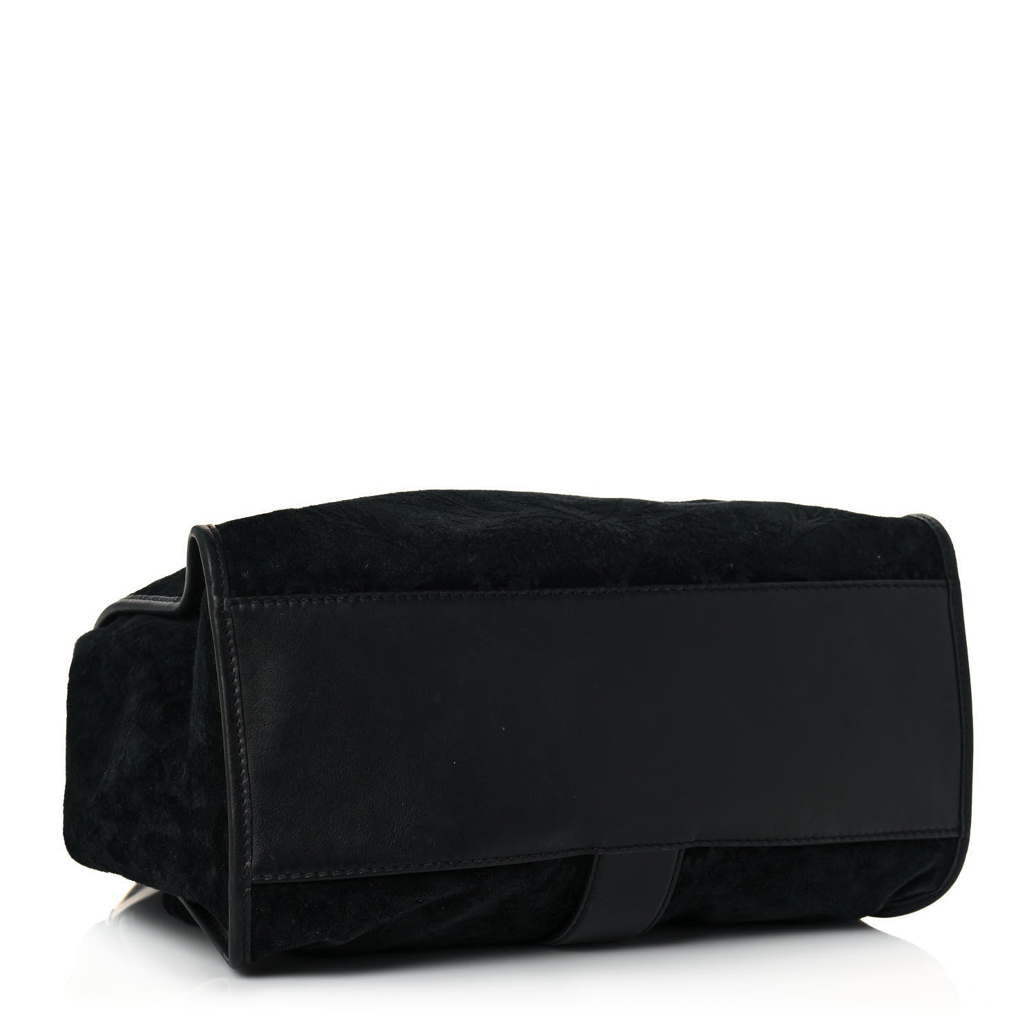 Gucci Nubuck Brocade Medium Soft Stirrup Shoulder Bag Black 4 of 18