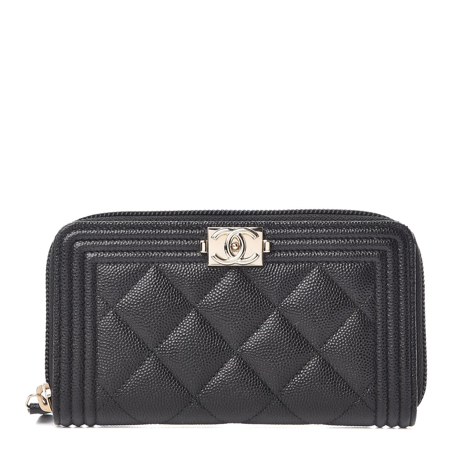 Chanel Caviar Quilted Small Boy Zip Around Wallet Black 1 of 9