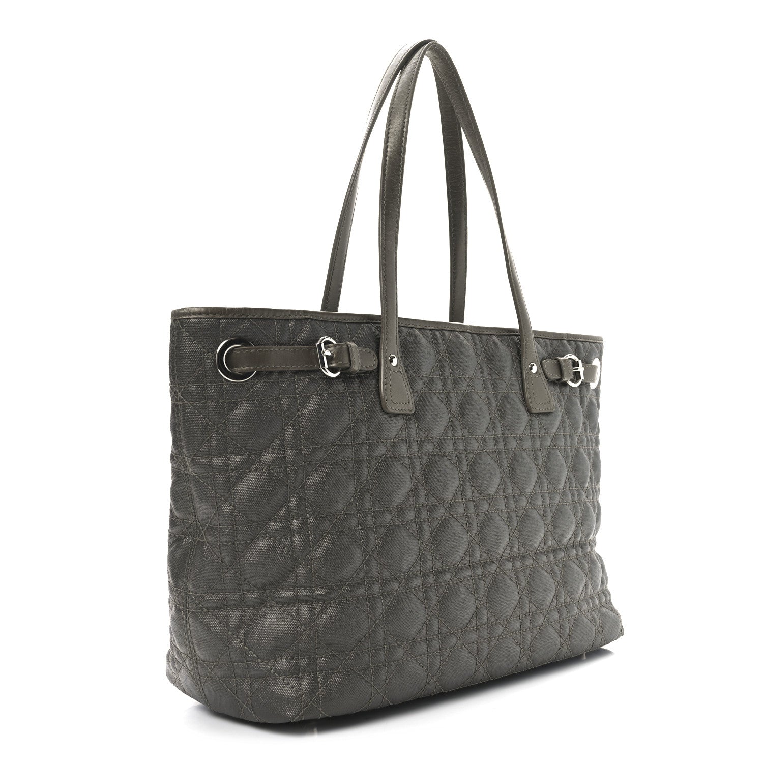 Christian Dior Coated Canvas Cannage Small Panarea Tote Bronze 3 of 10
