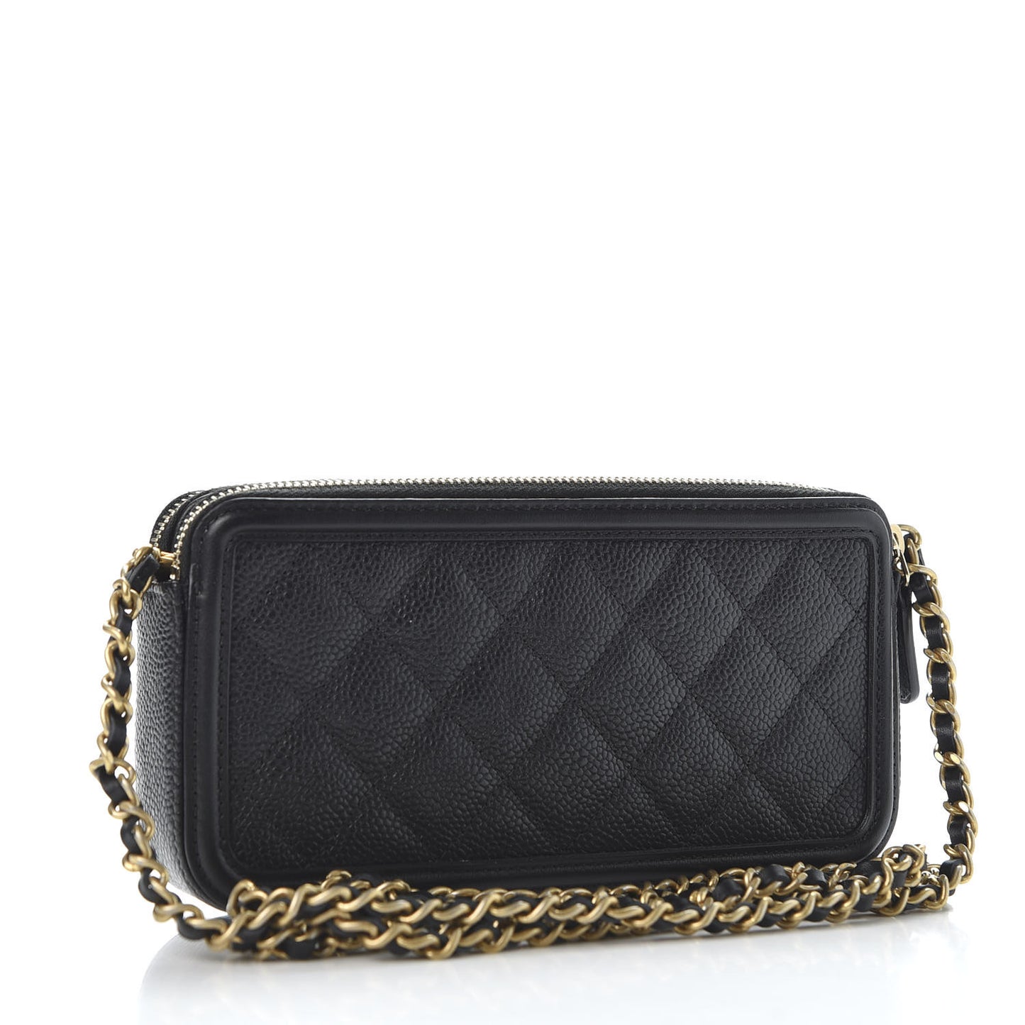 Caviar Quilted CC Filigree Clutch With Chain Black