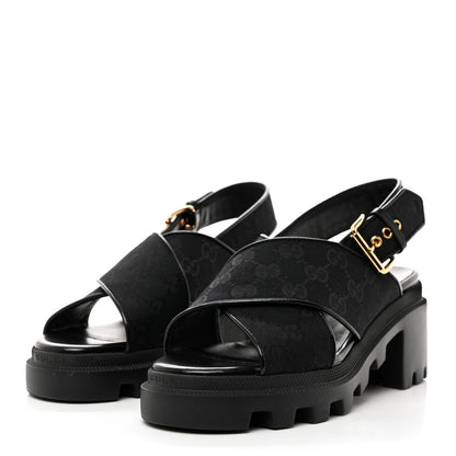 Gucci Monogram Granada Kid Trip 40/72mm Lug Sole Sandals 38 Black 3 of 9