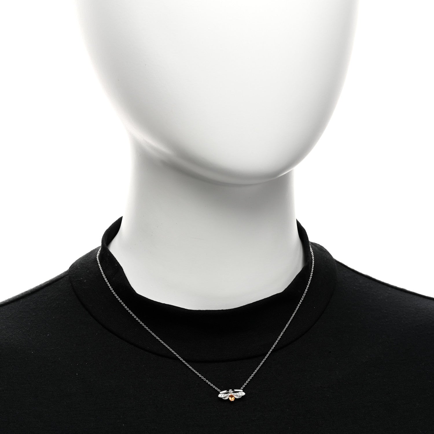 Tiffany Platinum 18K Yellow Gold Diamond Spessartine Paper Flowers Firefly Pendant Necklace 2 of 5